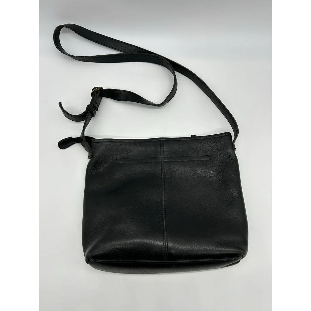 Duluth‎ Trading Co Lifetime Leather Sling Crossbody Bag Black Pebbled Purse